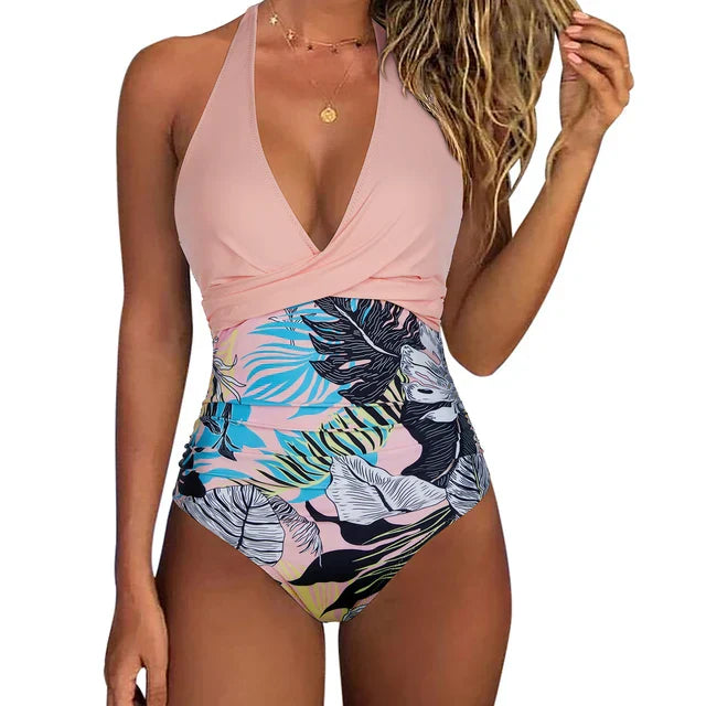 Vrouwen - Eén-Piece Badpak - Halter Nek - Comfortabel en Stijlvol - ZOMER GLANS