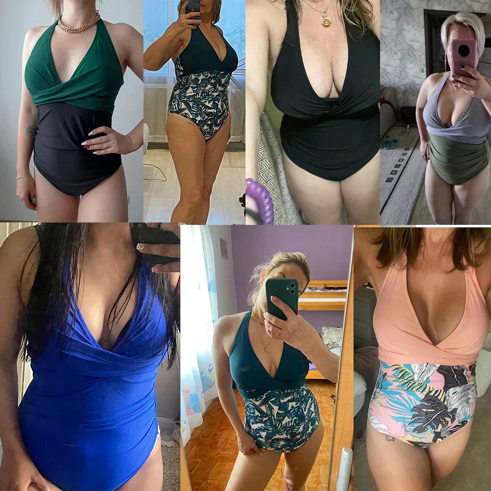 Vrouwen - Eén-Piece Badpak - Halter Nek - Comfortabel en Stijlvol - ZOMER GLANS