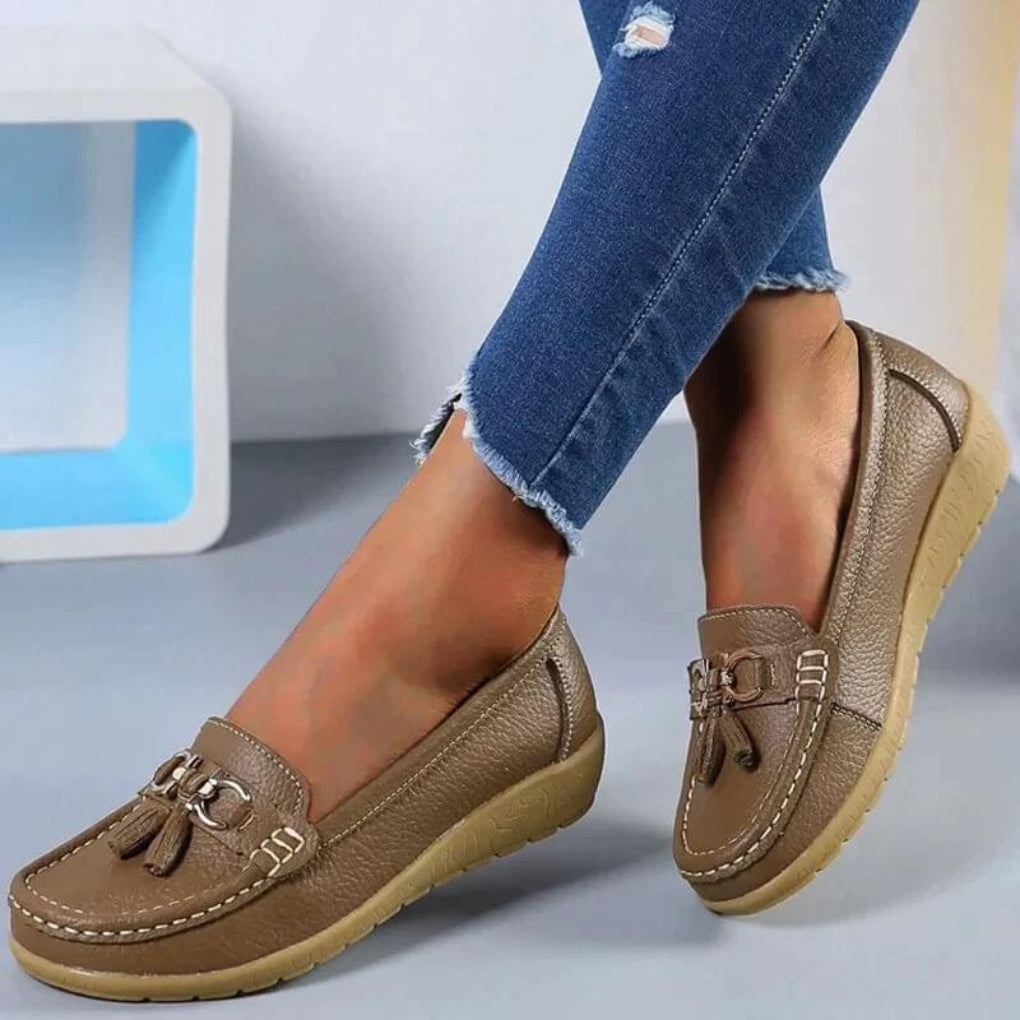 Loafers Met Sleehak - Dames - Leren - Retro Look - Nova