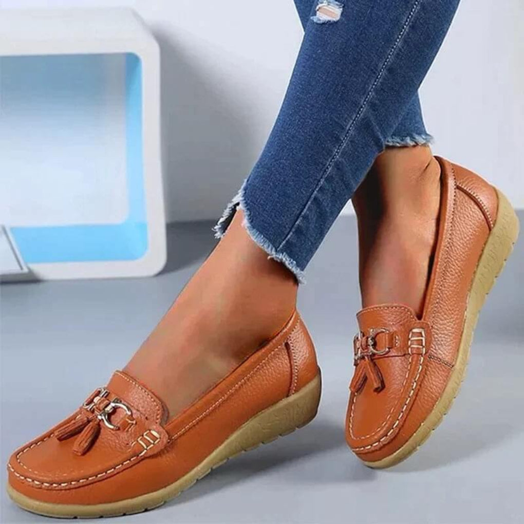Loafers Met Sleehak - Dames - Leren - Retro Look - Nova