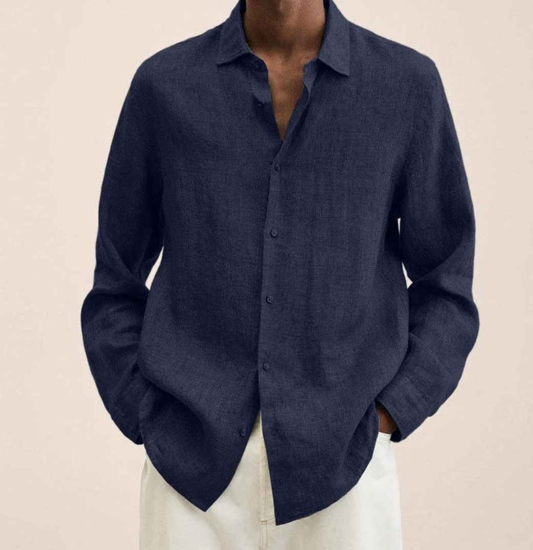 Heren Overhemd met Open Kraag en Ontspannen Fit voor Casual Styling – ALPHONSE STYLE