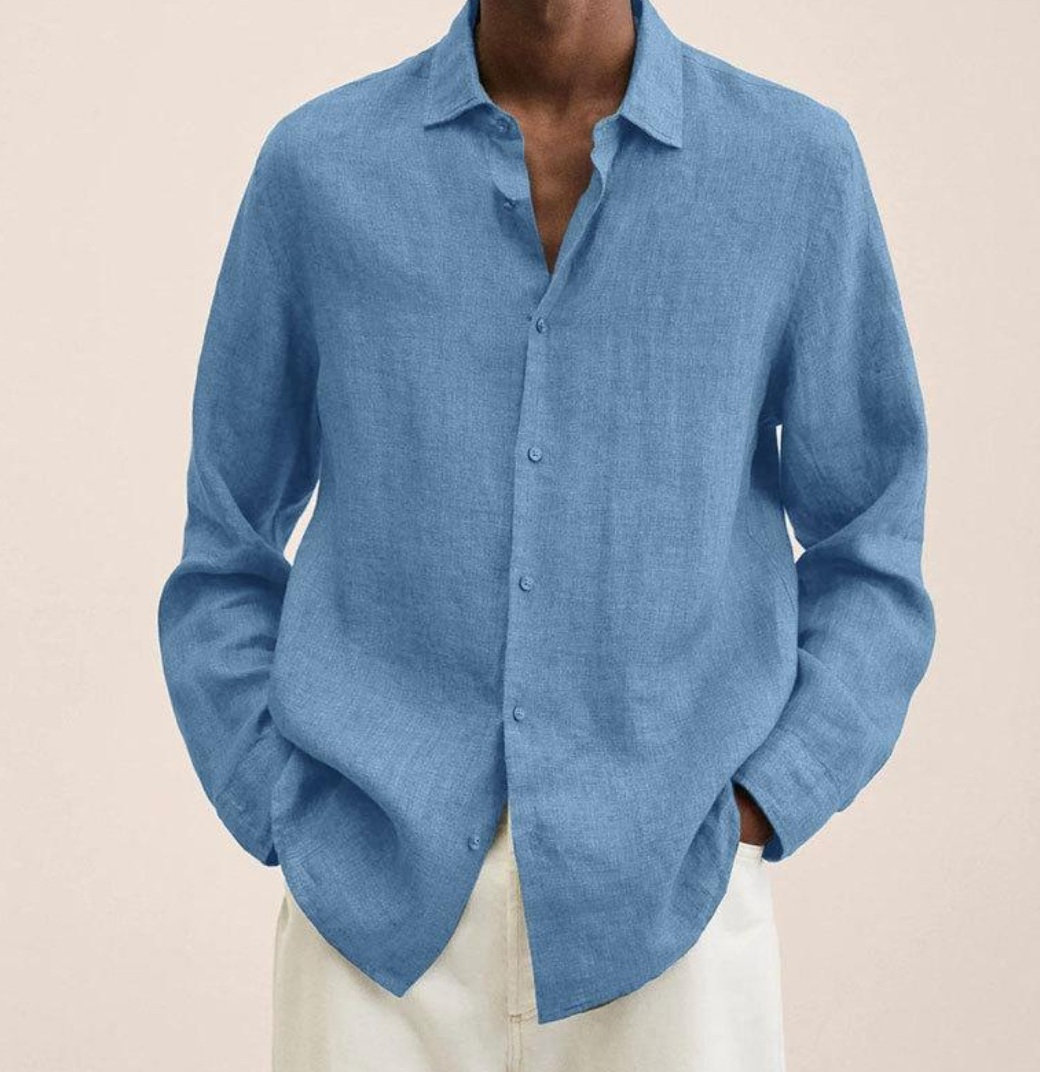 Heren Overhemd met Open Kraag en Ontspannen Fit voor Casual Styling – ALPHONSE STYLE