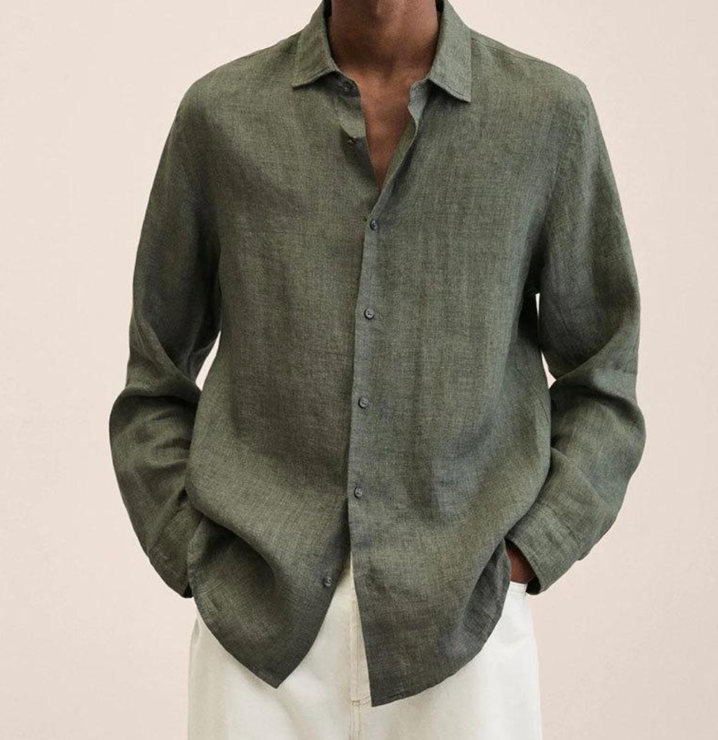 Heren Overhemd met Open Kraag en Ontspannen Fit voor Casual Styling – ALPHONSE STYLE