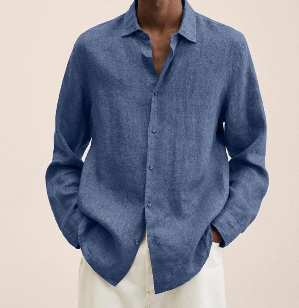 Heren Overhemd met Open Kraag en Ontspannen Fit voor Casual Styling – ALPHONSE STYLE