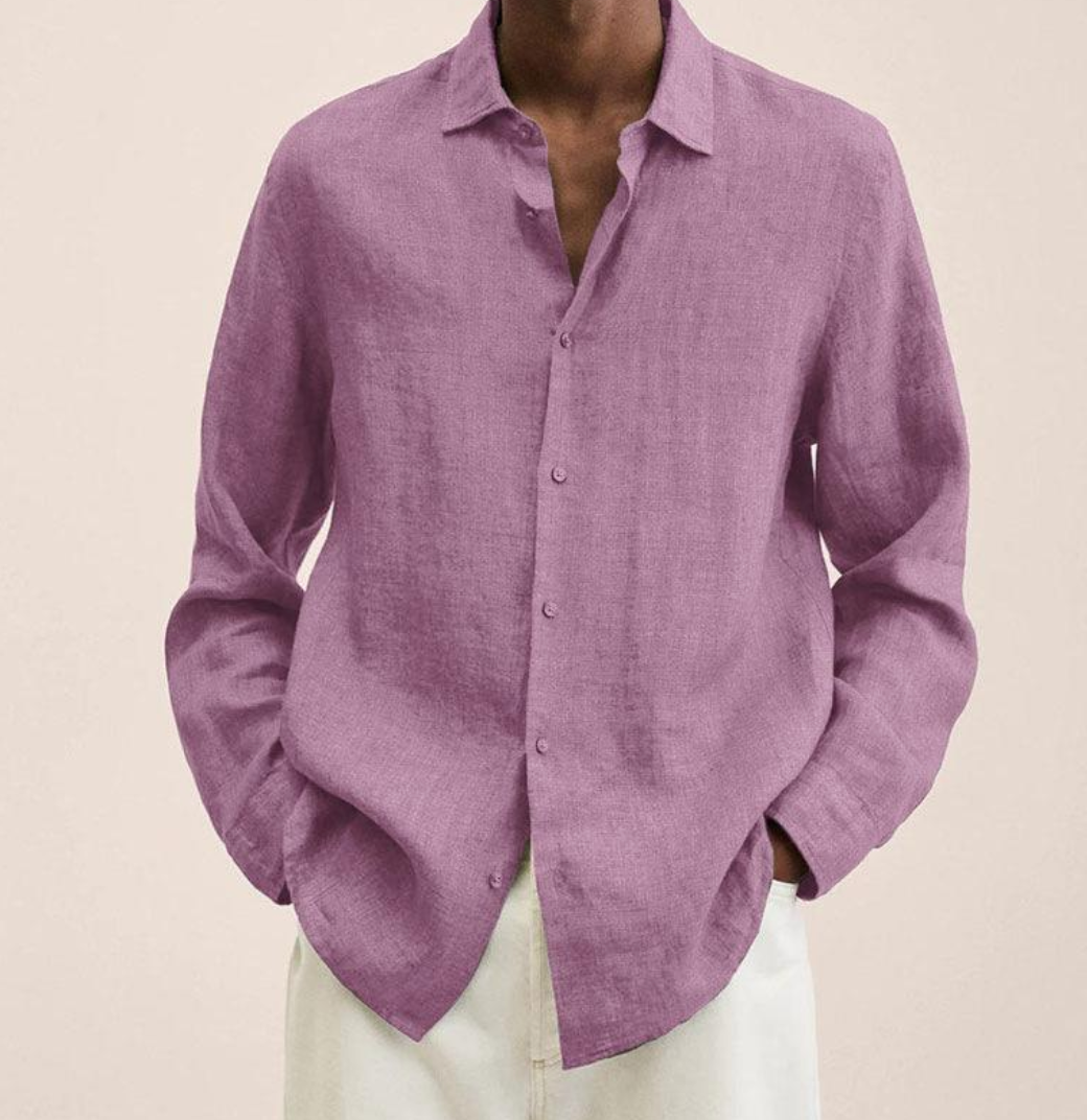 Heren Overhemd met Open Kraag en Ontspannen Fit voor Casual Styling – ALPHONSE STYLE