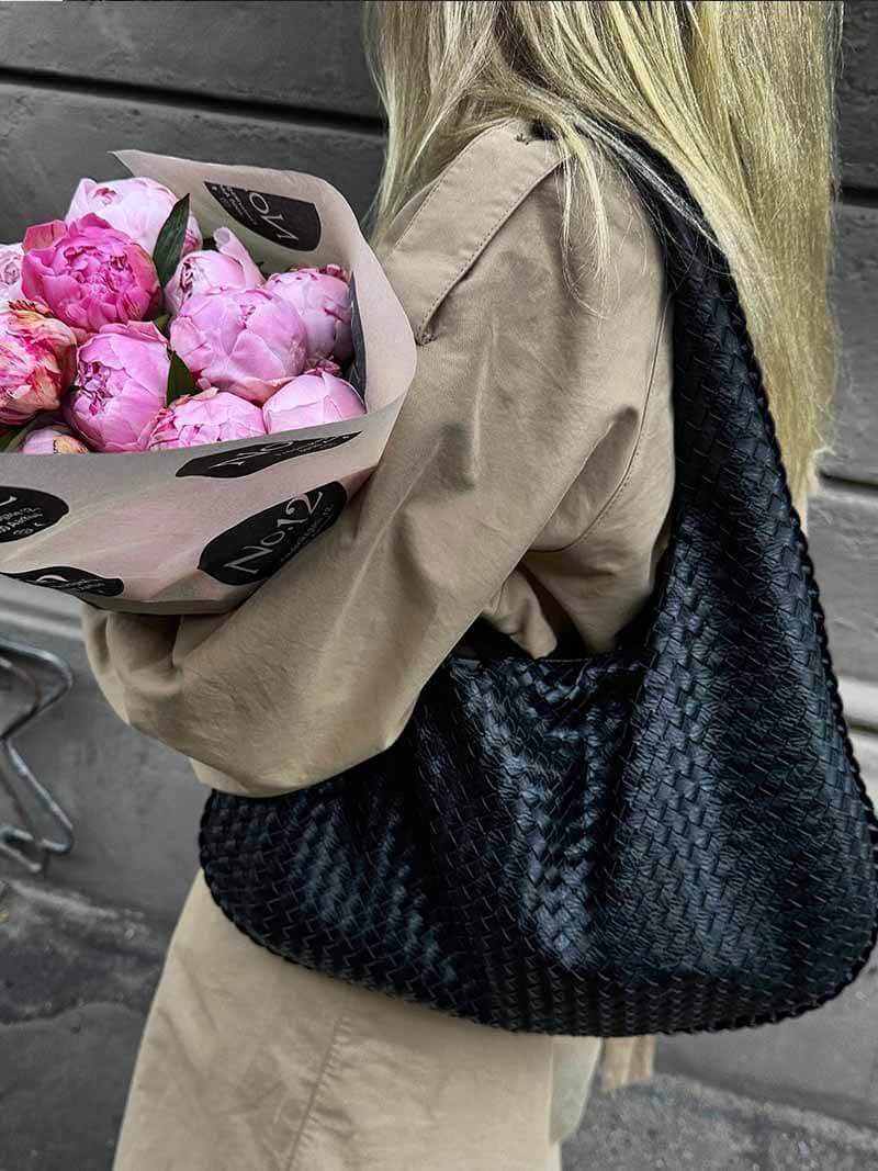 Vrouwen - Grote Shopper - Gevlochten Materiaal - Stijlvolle Handtas - ELEGANTE SHOPPER