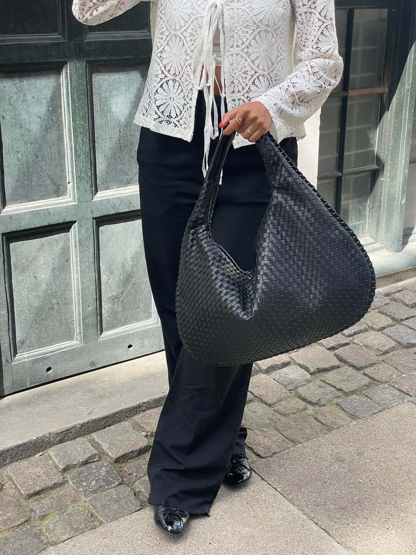 Vrouwen - Grote Shopper - Gevlochten Materiaal - Stijlvolle Handtas - ELEGANTE SHOPPER