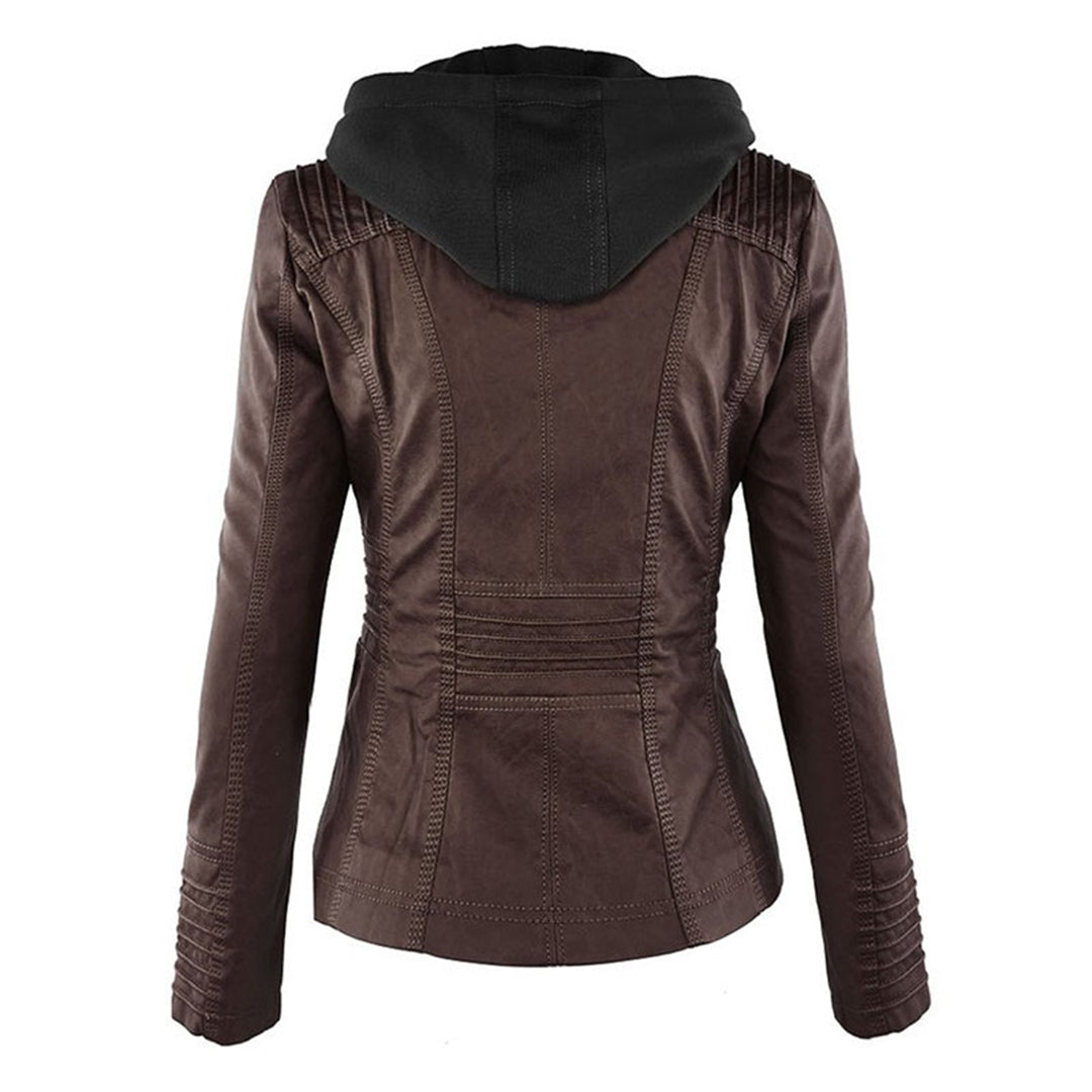 SIENNA - Weerbestendig dames lederjack met capuchon