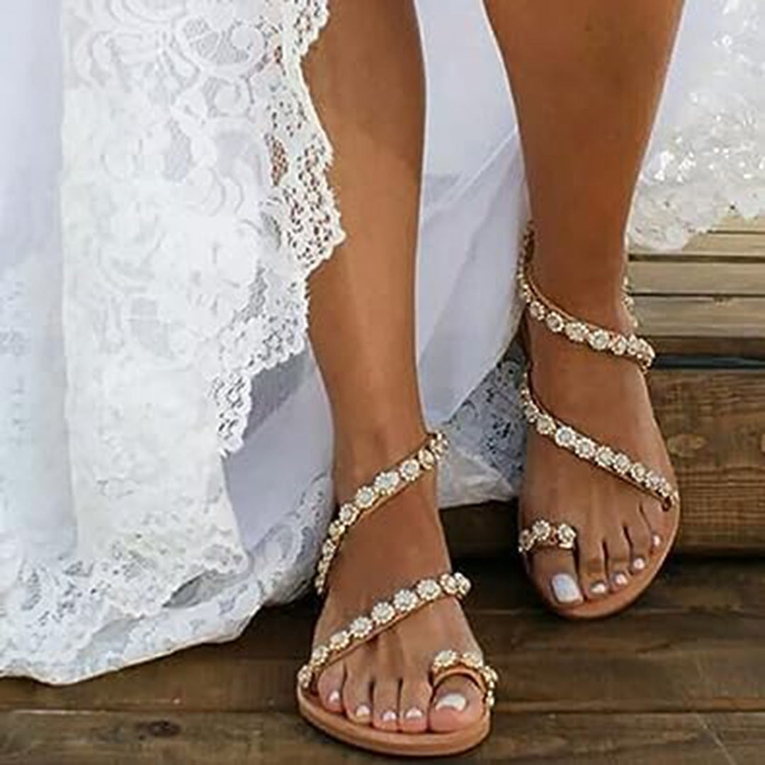 Boho dames sandalen met kralen, kant en comfortabele zool – LOREA BOHO