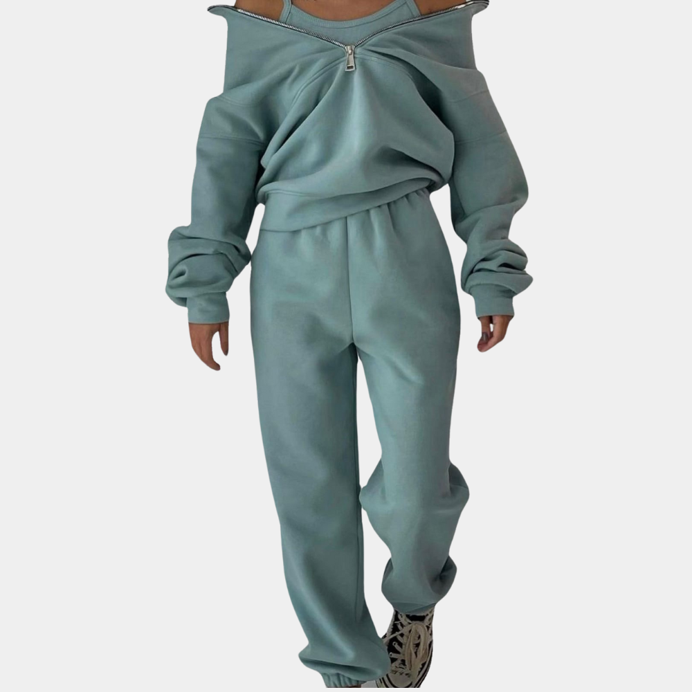 FITFLEX - Comfortabel dames trainingspak met pullover en rits