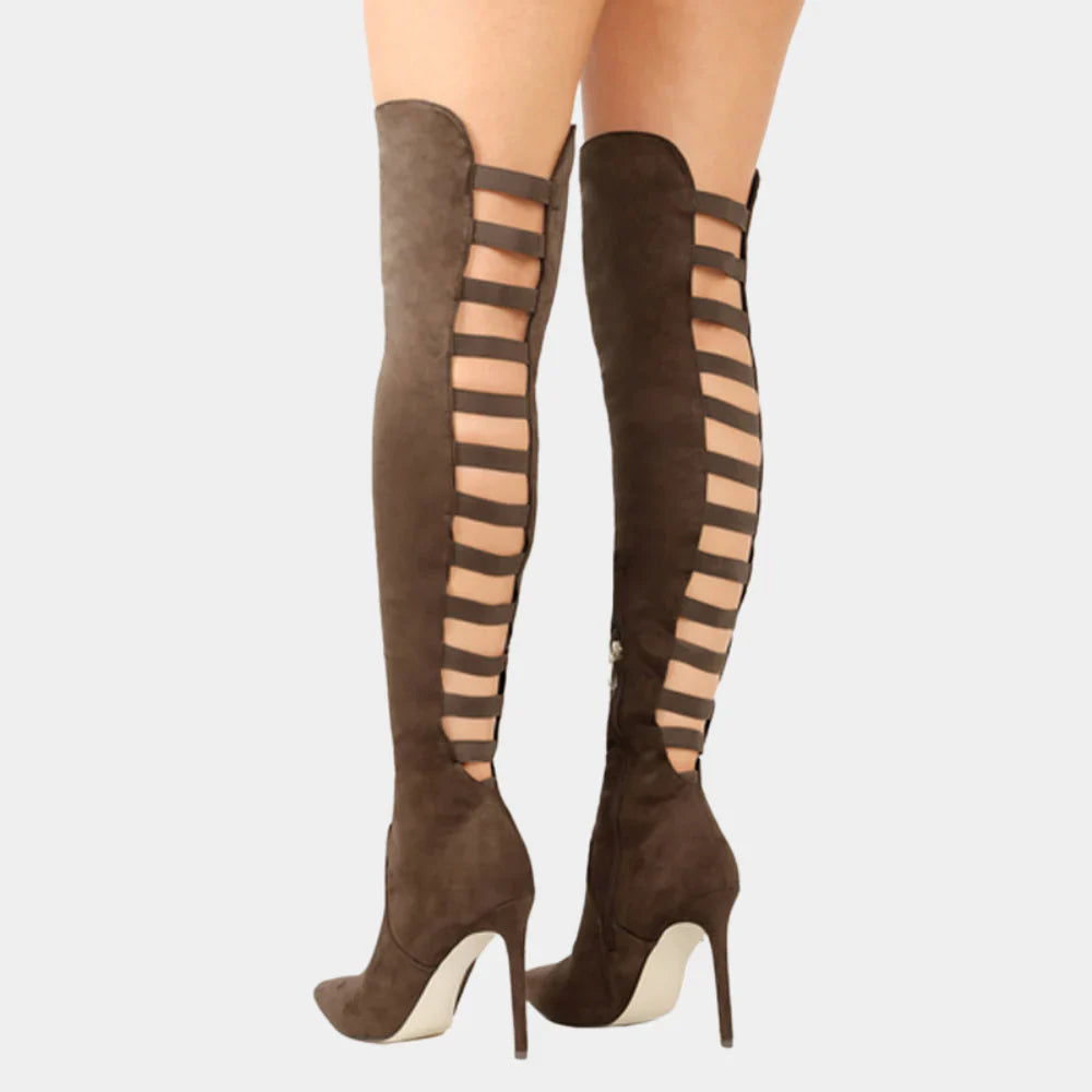 Overknee Laarzen - Vrouwen - BruineSuede - BruineLaarzen - Nx