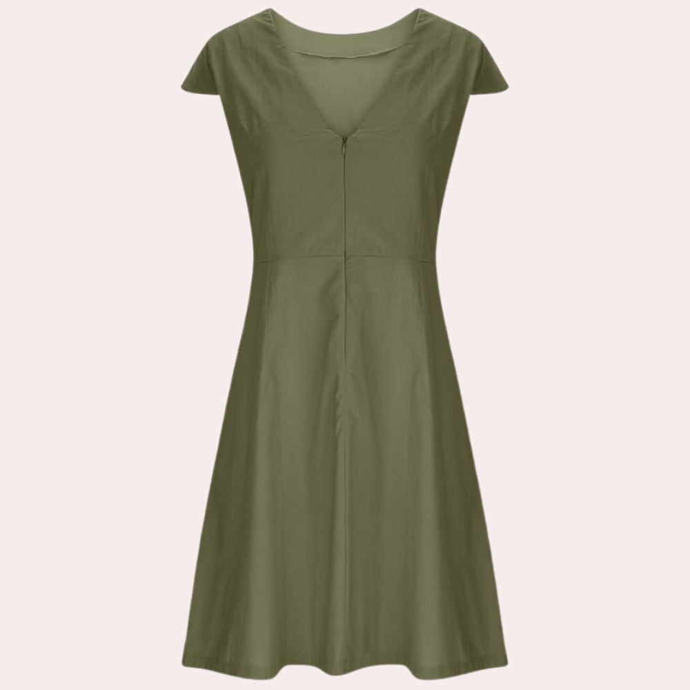 Vrouwen - Midi Jurk - Ademend Katoenmixmateriaal - Casual Zomerjurk - EFFORTLESS ELEGANCE