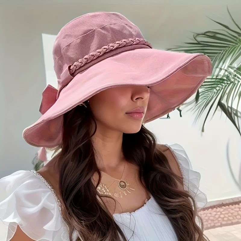 Dames - Zonnehoed - Geweven Detail en Strikaccent - UV-Bescherming - Elegante Zonnehoed