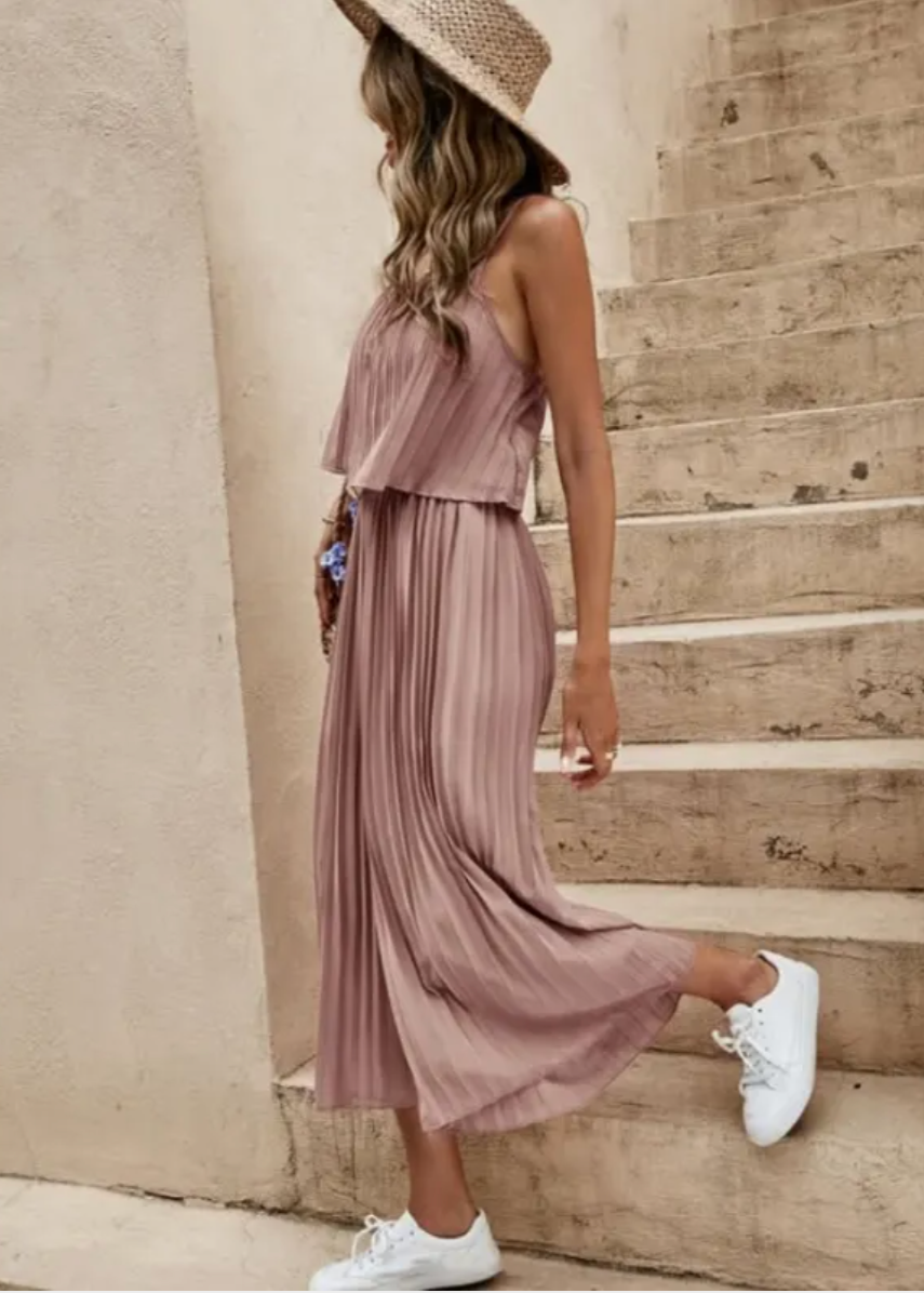 Dames - Geplooide Jumpsuit - Luchtige Pasvorm - Zomer Outfit - ELEGANTE STIJL