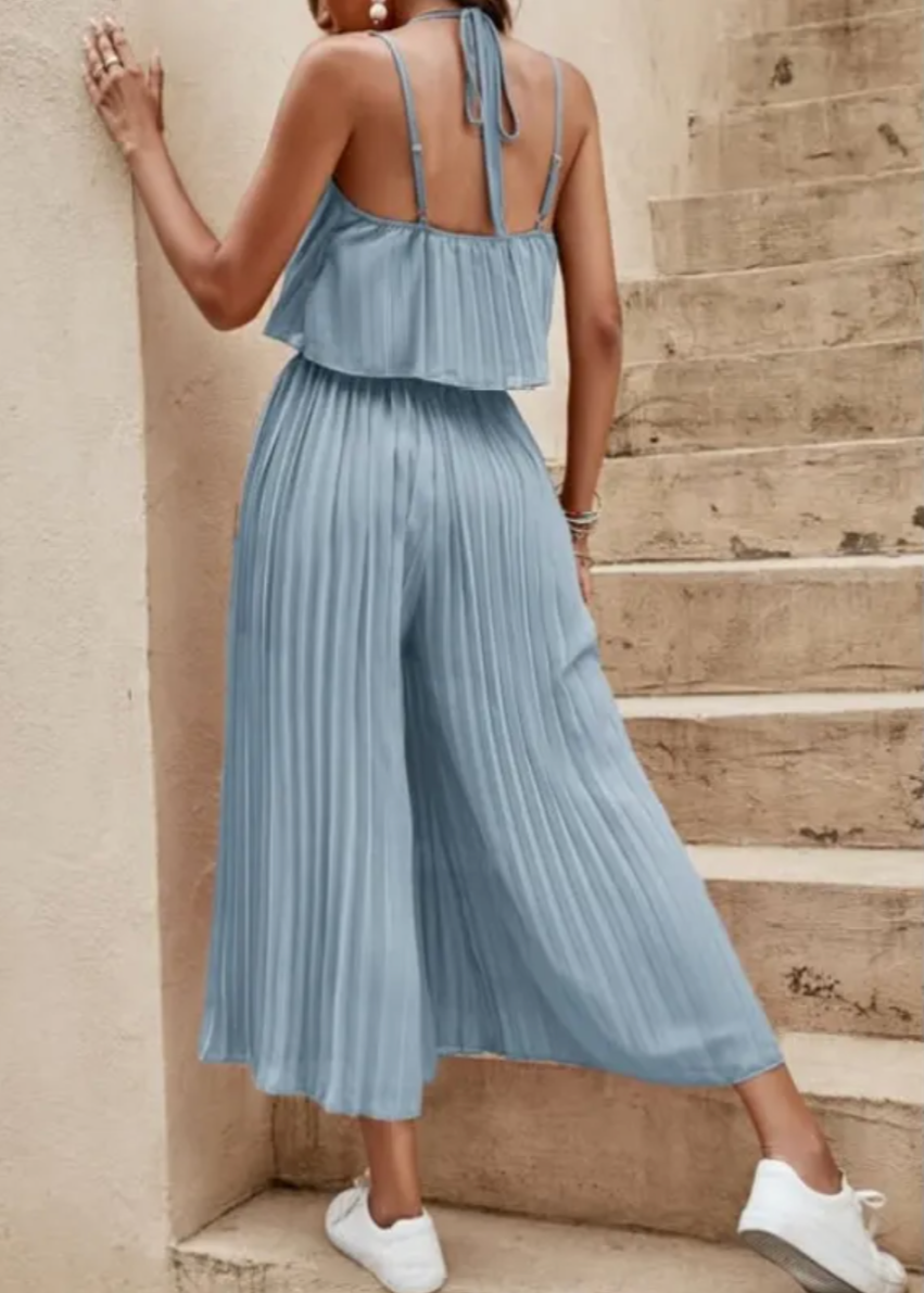 Dames - Geplooide Jumpsuit - Luchtige Pasvorm - Zomer Outfit - ELEGANTE STIJL