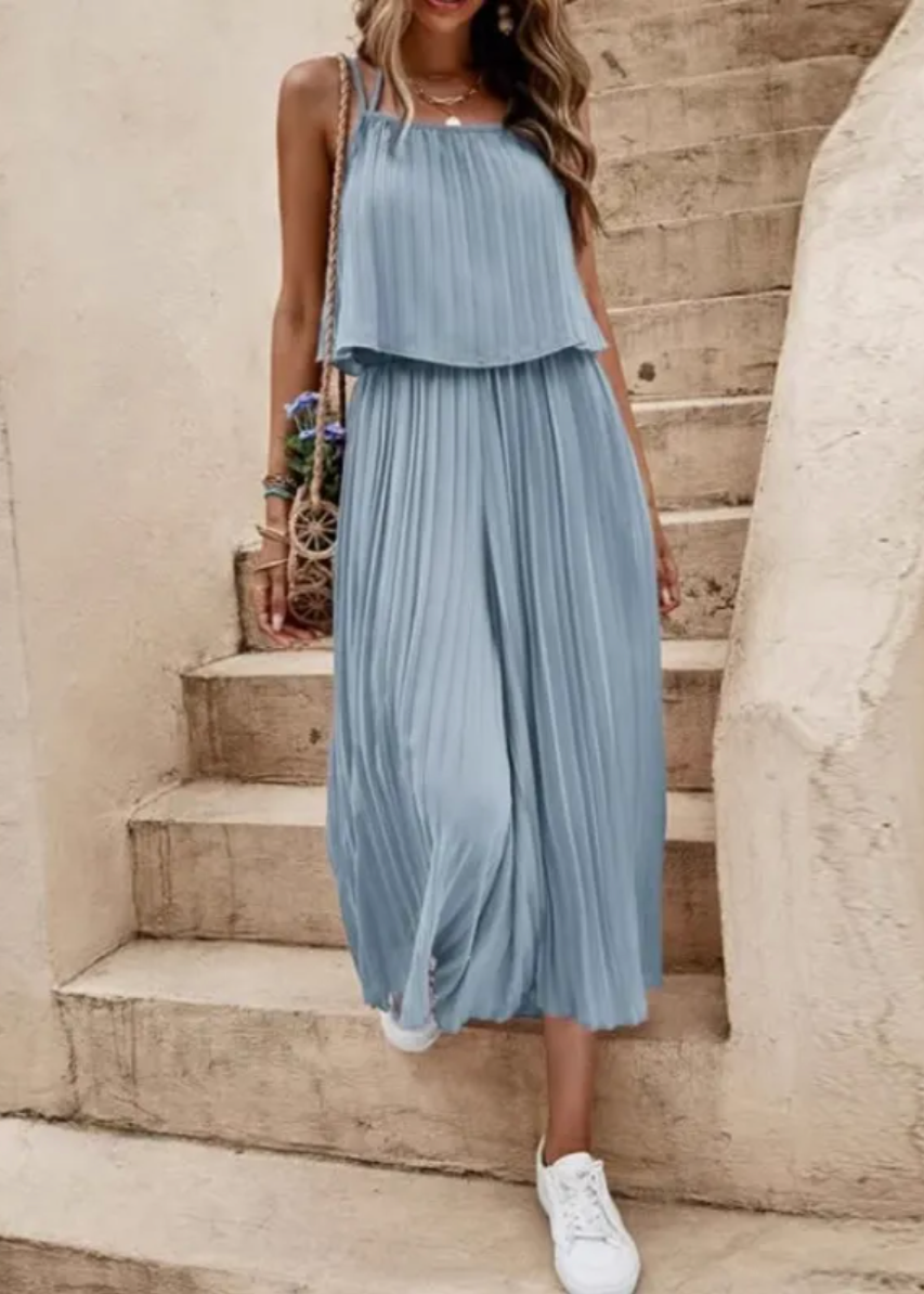 Dames - Geplooide Jumpsuit - Luchtige Pasvorm - Zomer Outfit - ELEGANTE STIJL