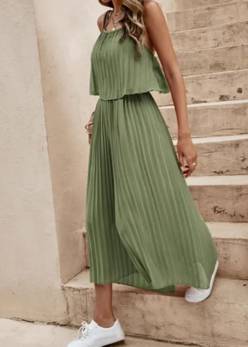 Dames - Geplooide Jumpsuit - Luchtige Pasvorm - Zomer Outfit - ELEGANTE STIJL