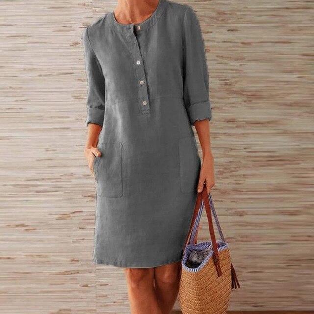 Vrouwen - Casual Jurk - Knopen Sluiting - Korte Mouwen - Zomerjurk
