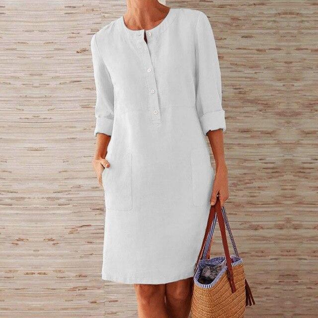 Vrouwen - Casual Jurk - Knopen Sluiting - Korte Mouwen - Zomerjurk