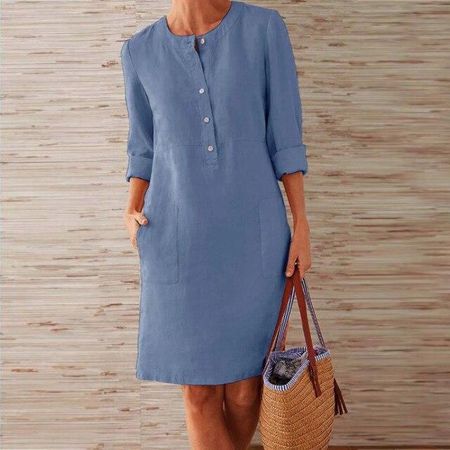 Vrouwen - Casual Jurk - Knopen Sluiting - Korte Mouwen - Zomerjurk