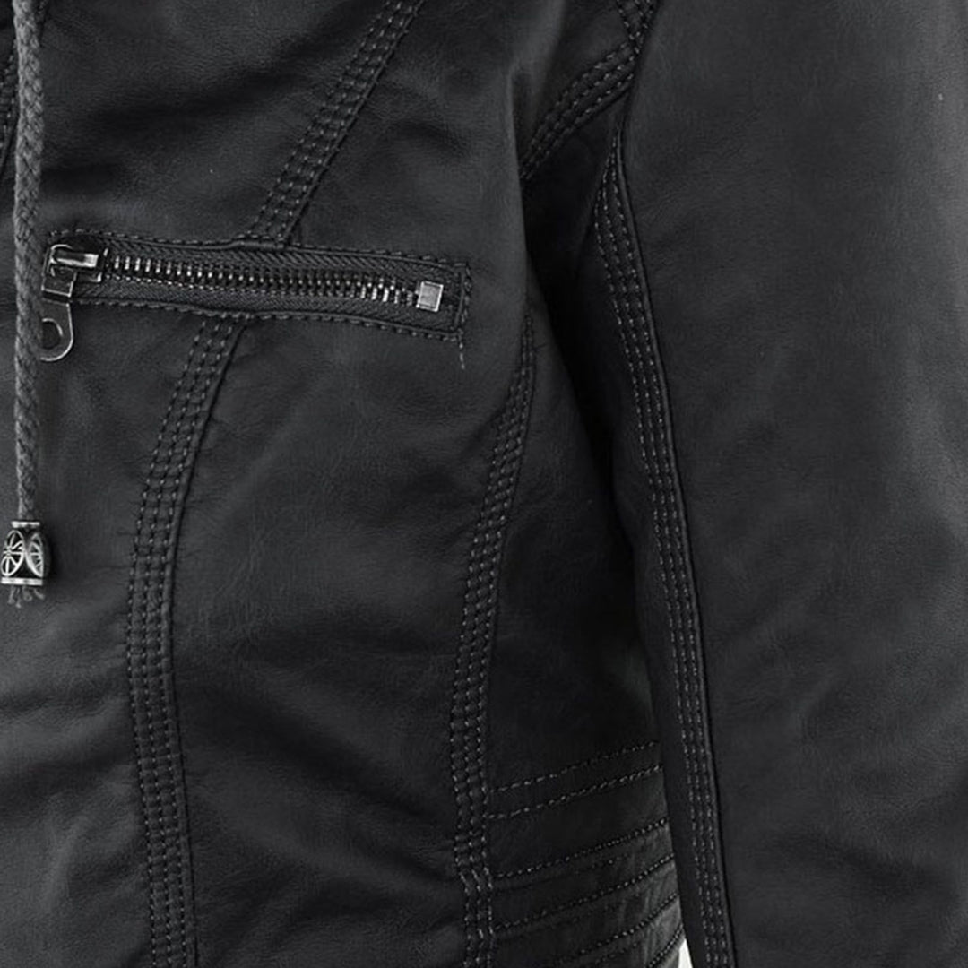 SIENNA - Weerbestendig dames lederjack met capuchon