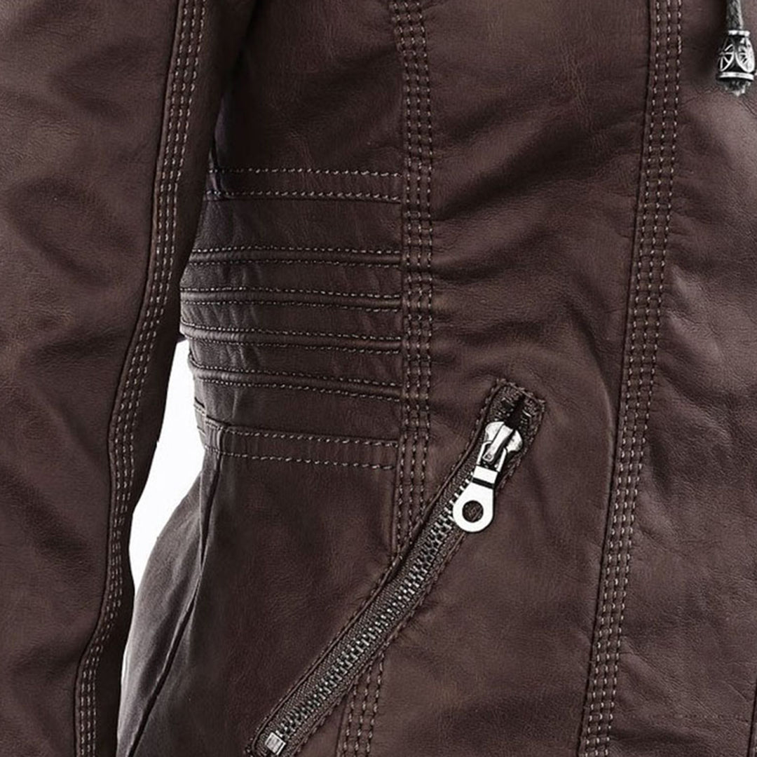 SIENNA - Weerbestendig dames lederjack met capuchon