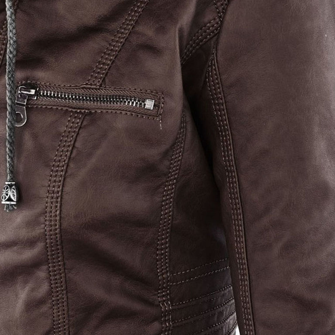 SIENNA - Weerbestendig dames lederjack met capuchon