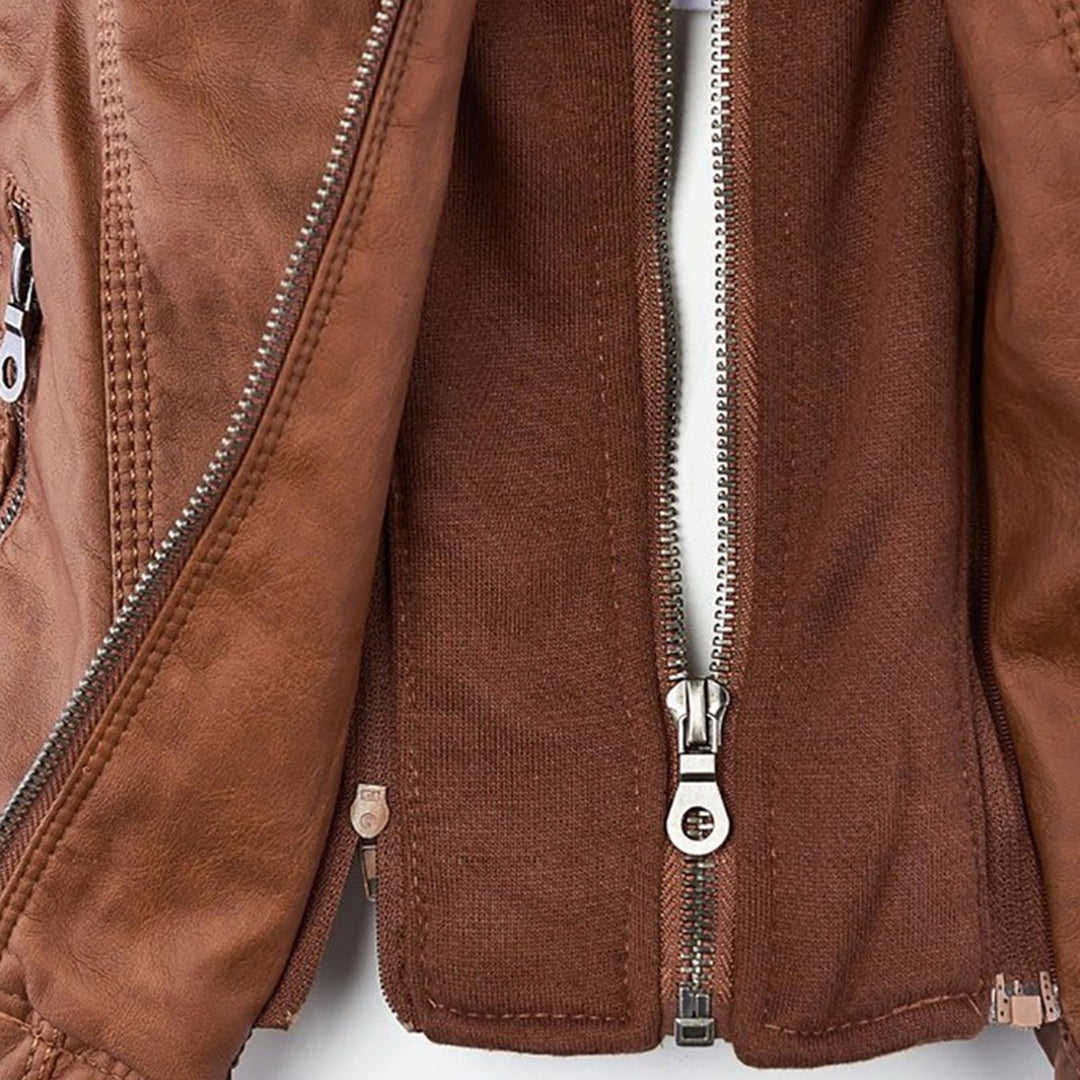SIENNA - Weerbestendig dames lederjack met capuchon