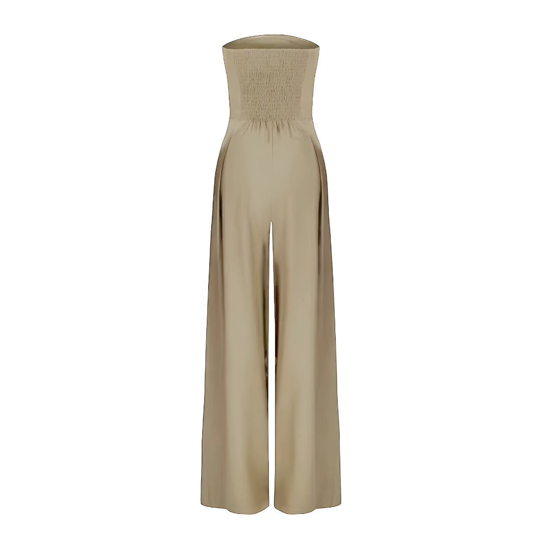 Dames - Strapless Wijd Uitgesneden Jumpsuit - Elegante Pasvorm - Formele Gelegenheden - CELESTINA DESIGN