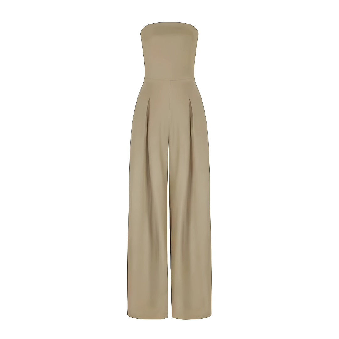 Dames - Strapless Wijd Uitgesneden Jumpsuit - Elegante Pasvorm - Formele Gelegenheden - CELESTINA DESIGN