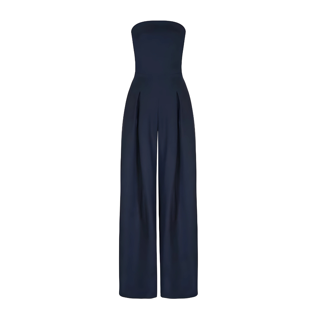 Dames - Strapless Wijd Uitgesneden Jumpsuit - Elegante Pasvorm - Formele Gelegenheden - CELESTINA DESIGN