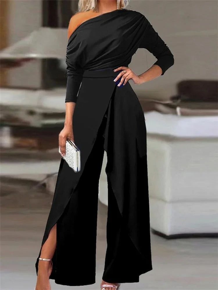 Dames - Jumpsuit met Lange Mouwen - Vloeiende Beweging - Avondkleding en Vrijetijdskleding - ELEGANTE STIJL