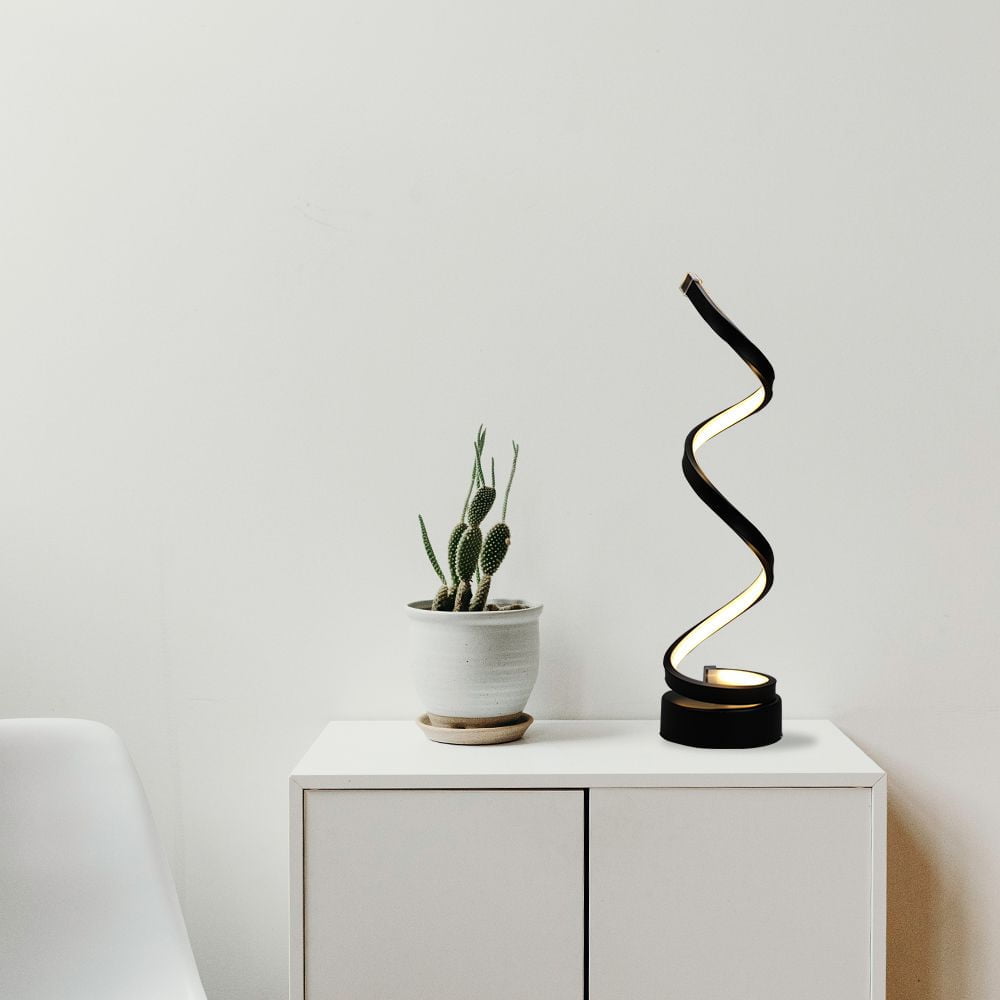 Moderne spiraallamp met warm LED-licht en compact design – LumoSpiral GlowLite
