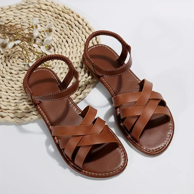 Dames - Elegante Leren Sandalen - Comfortabel en Stijlvol - Perfect voor Zomeruitjes