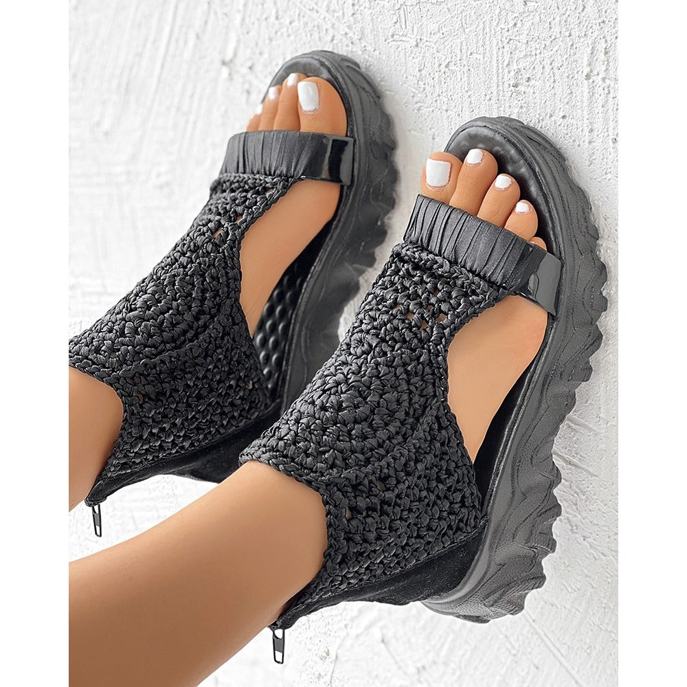 Gevlochten Sandalen - Dames - Schokabsorberende Zolen - Comfortabele Schoenen - ZOMERGENOT