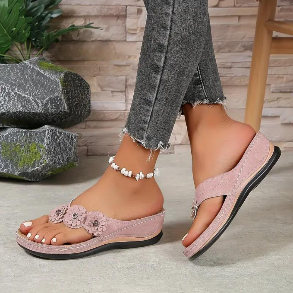 Zomerse dames sandalen met bloemen en comfortabel voetbed – FLORÈLLE BLOOM