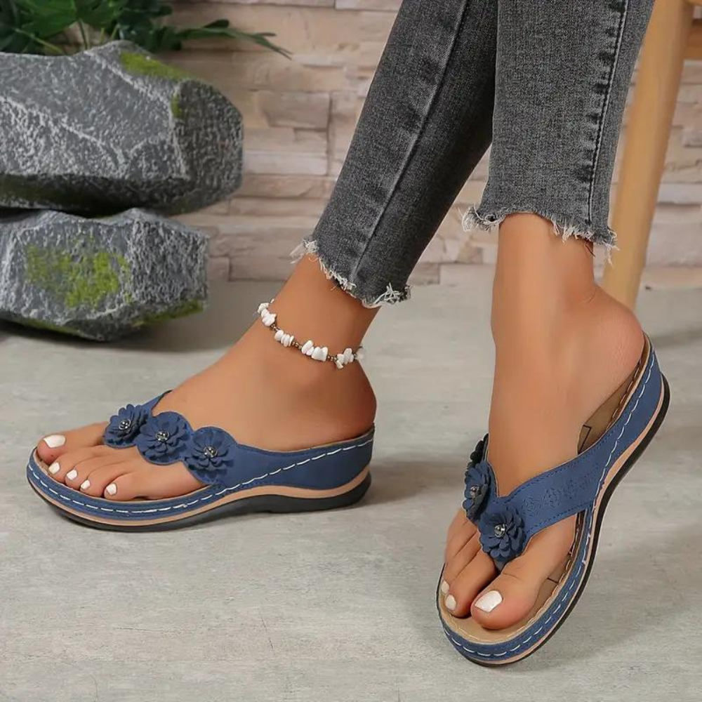 Zomerse dames sandalen met bloemen en comfortabel voetbed – FLORÈLLE BLOOM