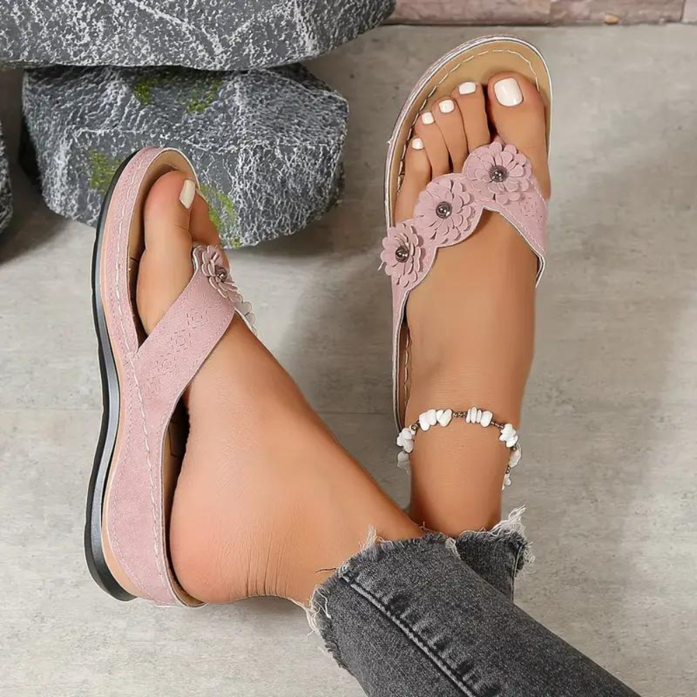 Zomerse dames sandalen met bloemen en comfortabel voetbed – FLORÈLLE BLOOM
