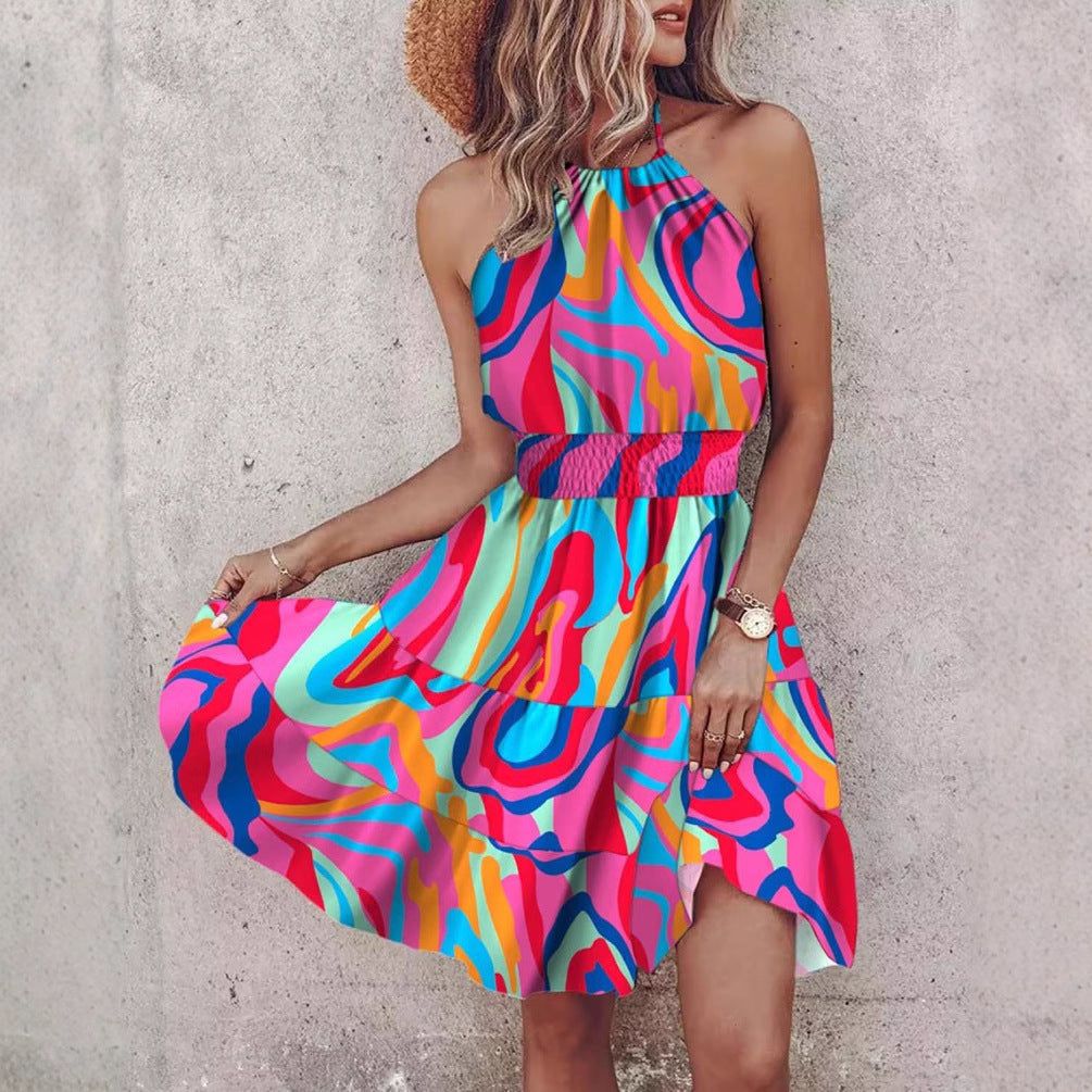 Halterjurk - Vrouwen - Gelaagde Rok en Elastische Taille - Zomer Mode - ELEGANTE GLANCE
