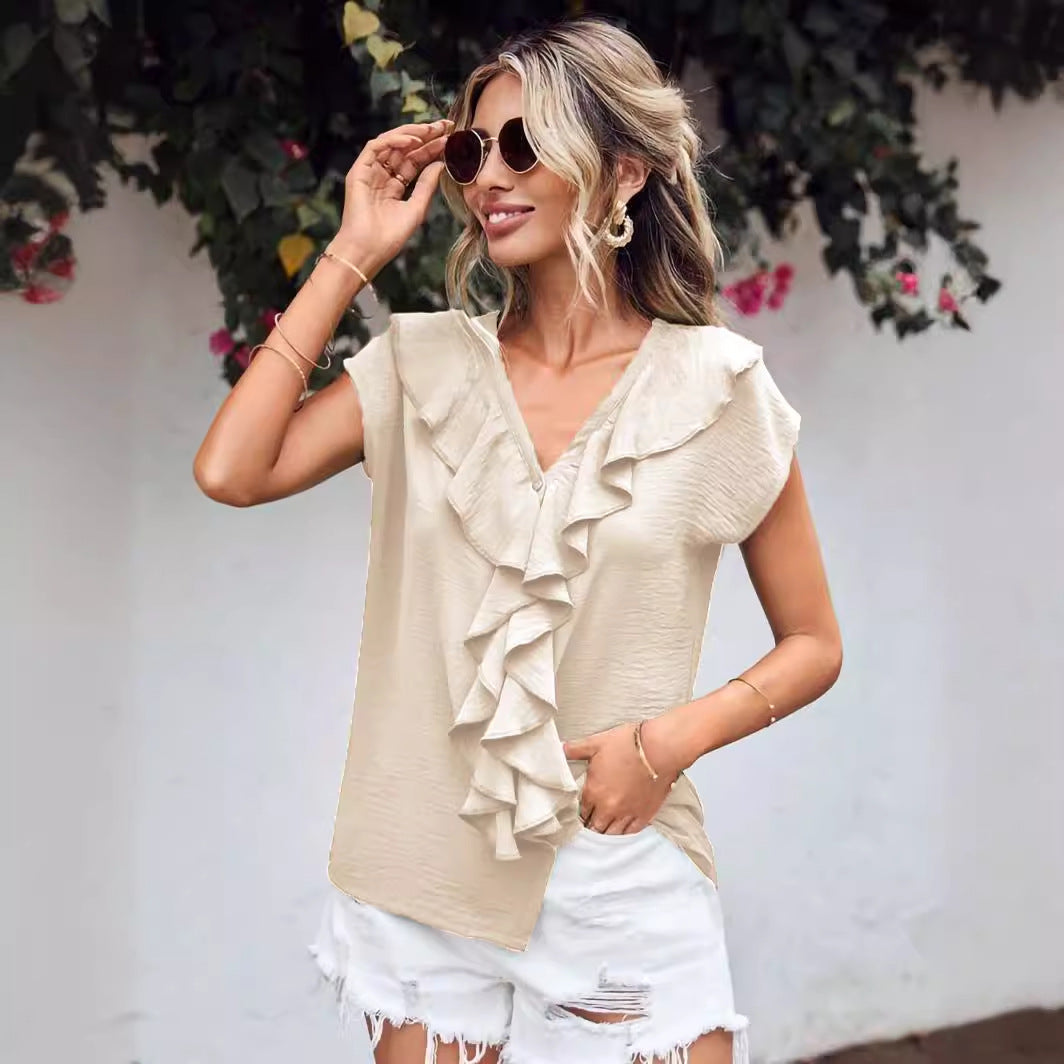 Vrouwen - Katoenen Blouse - Ademend Materiaal - Zomer Mode - ELEGANTE LOOK