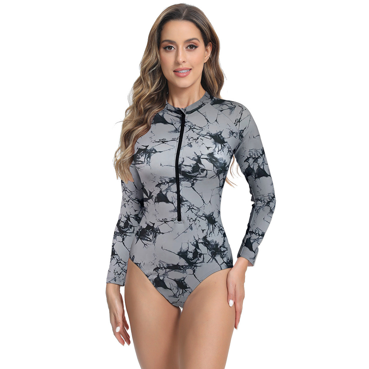 Lang Mouwen Badpak - Dames - Met Rits Voorzijde - Sportieve Zwemkleding - KRACHTIG EN ZELFVERZEKERD
