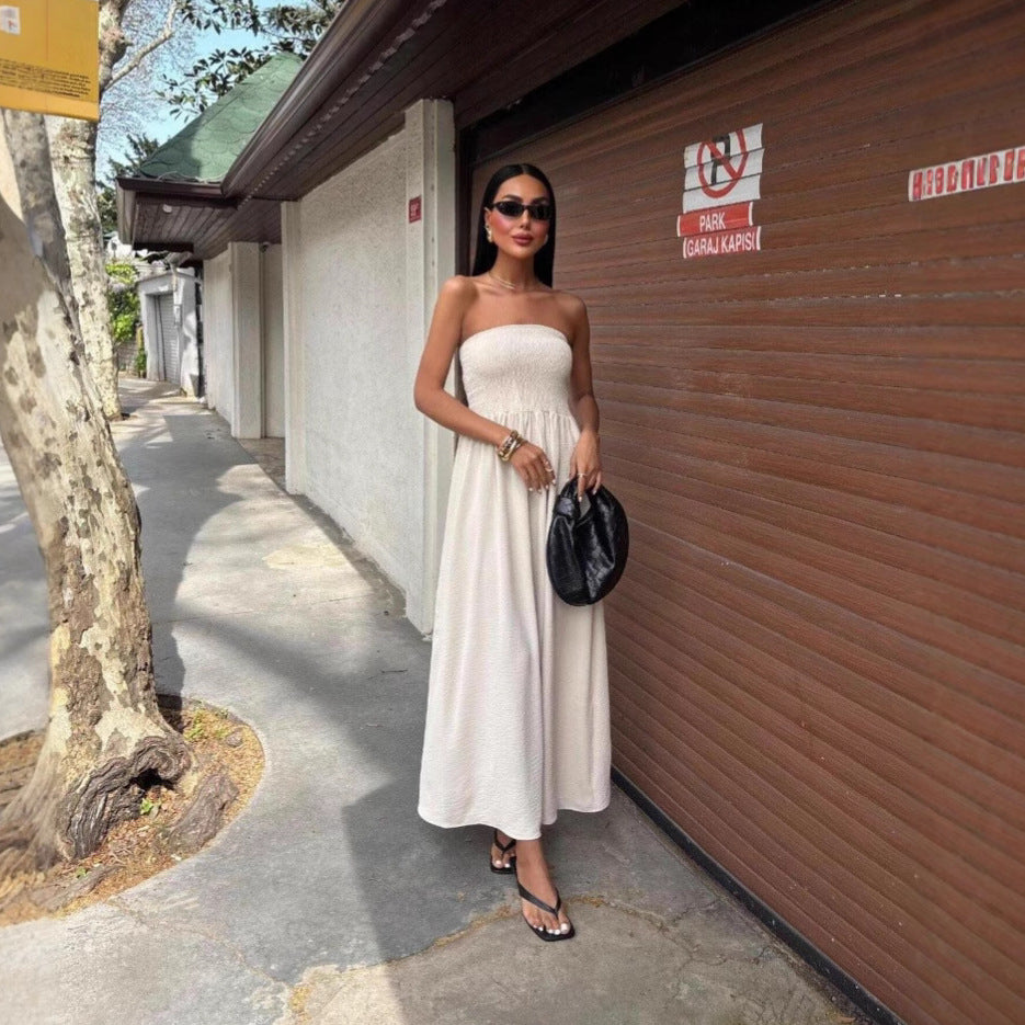 Strapless Damesjurk - Vrouwen - Smocktop - Zomerse Elegantie - Elia