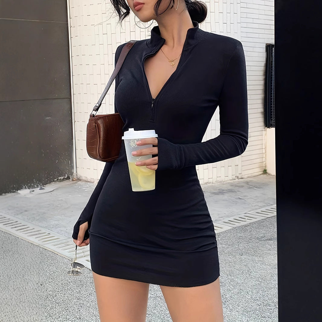 Dames - Sportief Bodycon Mini Jurk - Geribd Materiaal - Casual Elegantie - Ayna Dress