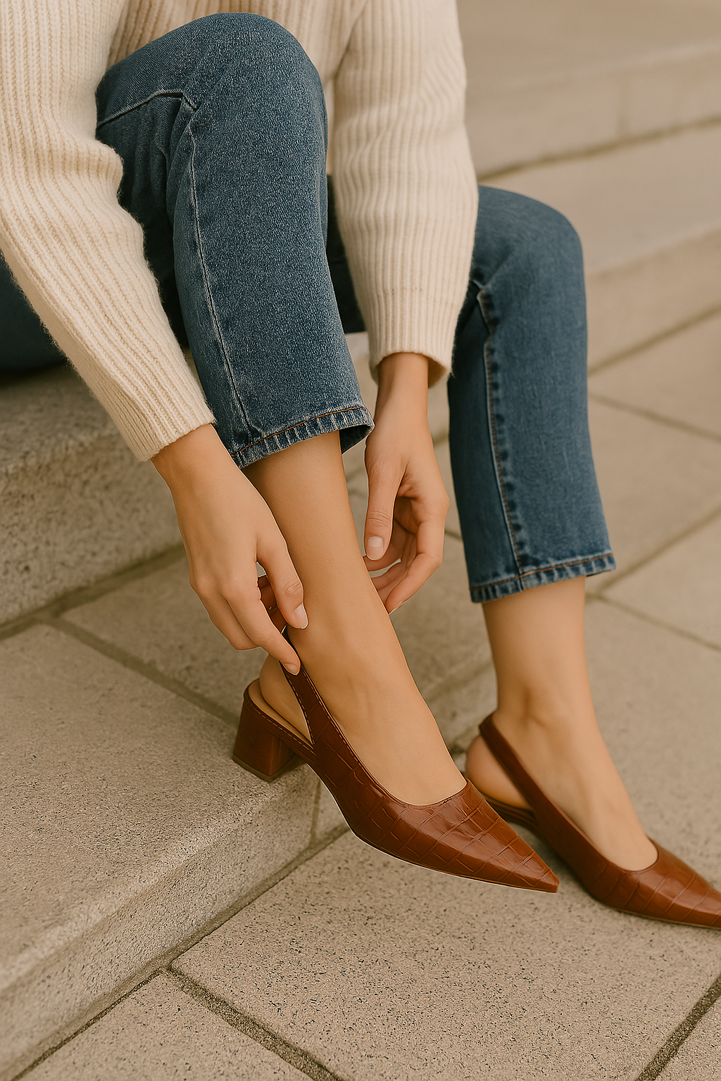 Dames - Slingback Pumps - Krokodillenleerlook - Elegante Schoenen - MODERNE STIJL