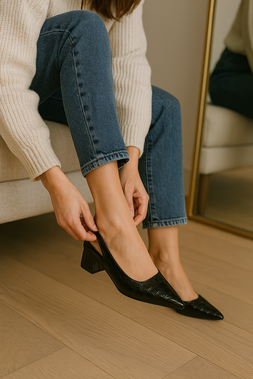 Dames - Slingback Pumps - Krokodillenleerlook - Elegante Schoenen - MODERNE STIJL