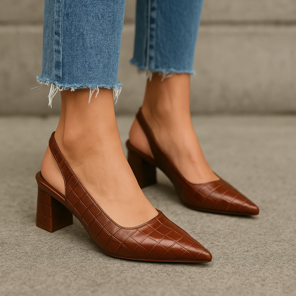 Dames - Slingback Pumps - Krokodillenleerlook - Elegante Schoenen - MODERNE STIJL