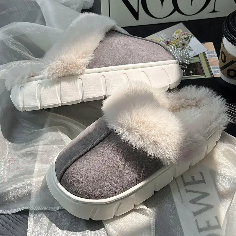 Dames - Luxe Pantoffels - Imitatiebont - Comfortabele Slaapkamer Slippers