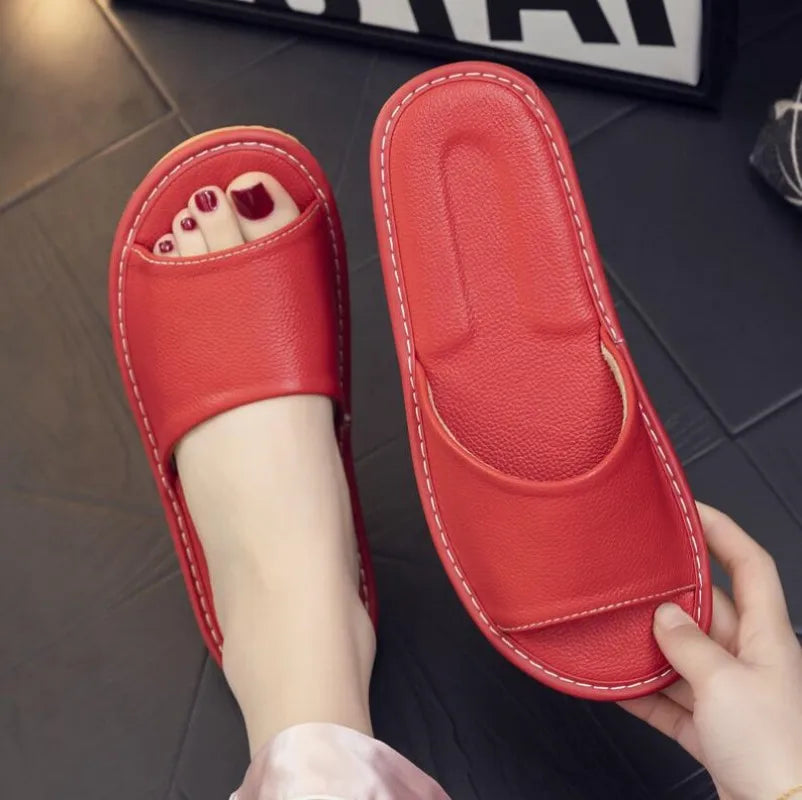 Unisex - Leren Slippers - Comfortabel Leer - Duurzame Sandalen - Luxe Comfort Slippers