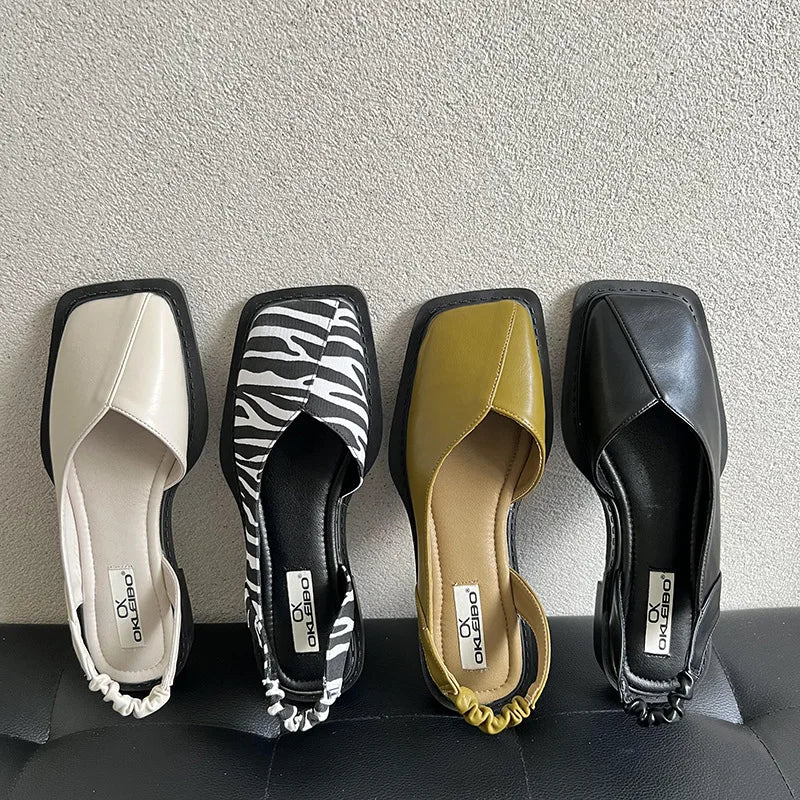 Vrouwen - Leren Slingback Sandalen - Comfortabele Platte Schoenen - Modieuze Damesfootwear - AMELIA STYLE