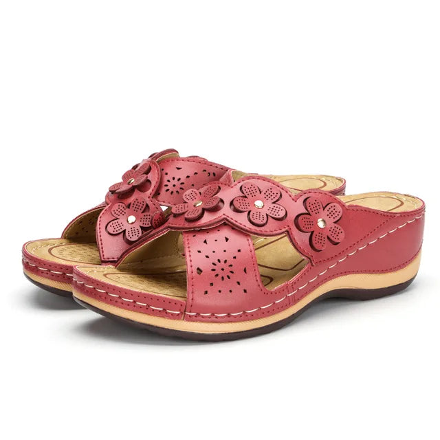 Orthopedische sandalen voor dames met stevig voetbed en bloemendetail – FlorivaBloom